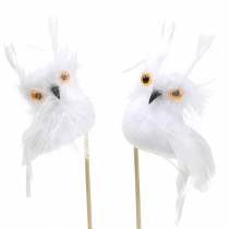 Decorative plug owl white 5cm 4pcs