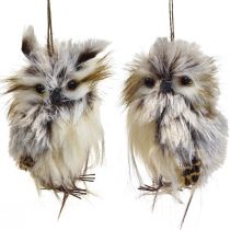 Product Owl decoration owl figures small, forest animals decoration 11cm white-brown 2pcs