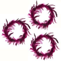 Product Feather wreath Burgundy feather decoration pheasant feathers Ø20cm 3 pcs