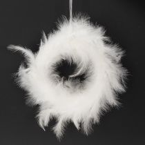 Product Feather wreath ideal for wedding decoration and atmospheric Easter decoration 20cm