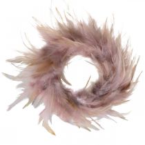 Feather wreath small pink, brown-red Ø10.5cm Easter decoration real feathers