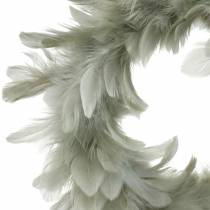 Easter decoration feather wreath gray Ø16.5cm real feathers