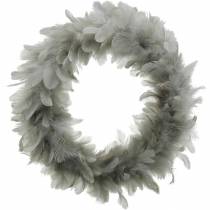 Easter decoration spring wreath large light gray Ø40cm spring decoration real feathers