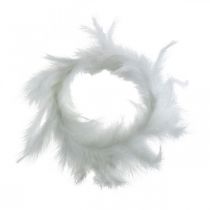 Feather wreath white Ø15cm spring decoration with real feathers 4pcs