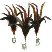Colorful feathers decoration on wire spring spring decoration H35cm 3pcs