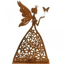 Butterfly elf, table decoration spring, tealight holder, metal decoration patina H32.5cm Ø5cm