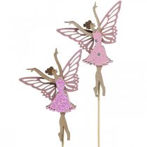 Flower decoration, elf to stick, spring decoration, decorative plug dancing fairy nature, pink 6pcs