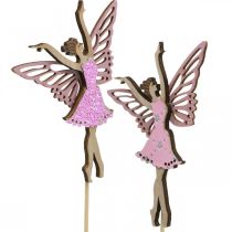 Flower decoration, elf to stick, spring decoration, decorative plug dancing fairy nature, pink 6pcs