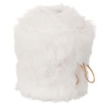Product White fluffy decorative ribbon, faux fur roll, 10x140cm, 3 pieces