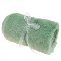 Table runner faux fur green, table runner decorative fur 15×200cm