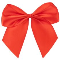 Product Decorative red bow, pre-tied for crafting and packaging, 11cm, 25 pieces