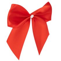 Product Decorative red bow, pre-tied for crafting and packaging, 11cm, 25 pieces