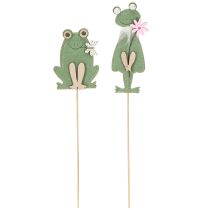 Product Flower Pot Stakes Felt Frog Couple Spring Décor 10cm 12pcs
