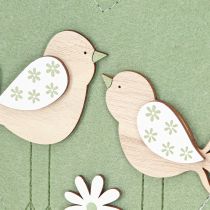 Product Felt Heart for Hanging with Wooden Birds Green 17×21cm 6pcs