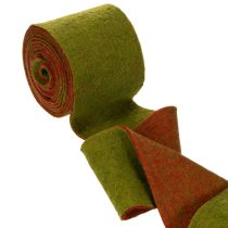 Product Wool felt tape as a two-tone pot band for floristry, green/red, 15cm x 5m