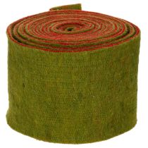 Product Wool felt tape as a two-tone pot band for floristry, green/red, 15cm x 5m