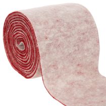 Product Felt ribbon, 100% wool, two-tone, as pot holder, felt ribbon white/red, 15cm x 5m