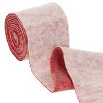 Product Felt ribbon, 100% wool, two-tone, as pot holder, felt ribbon white/red, 15cm x 5m