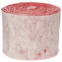 Product Felt ribbon, 100% wool, two-tone, as pot holder, felt ribbon white/red, 15cm x 5m