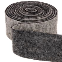 Product Felt tape, pot strap, 100% wool, grey/black, 7.5cm wide, 5m long