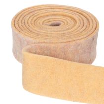 Product Felt tape as a two-tone pot holder made of pure wool, orange/multicolored, 7.5cm wide, 5m long