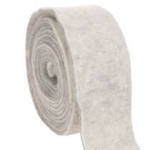 Product Two-tone felt ribbon, white/grey, made from 100% wool, 7.5cm wide, 5m long