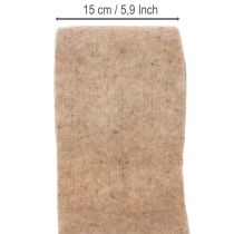 Product Wool felt felt ribbon, two-tone, sold by the meter for creative projects, brown/white, 15cm x 5m