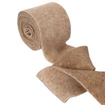 Product Wool felt felt ribbon, two-tone, sold by the meter for creative projects, brown/white, 15cm x 5m