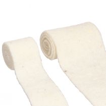 Product Felt ribbon wool ribbon white W7cm/15cm L100/100cm set of 2