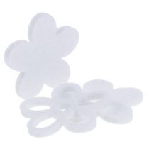 Felt flower for sprinkling white in a decoration mix Ø4cm 72pcs