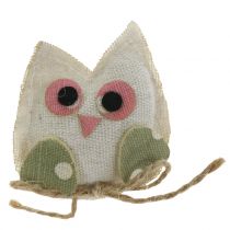 Decorative owl fabric 6cm pink / green / white 6pcs