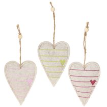 Product Felt heart pendants in a set – Romantic decorative hearts with embroidery 12 cm 6 pieces