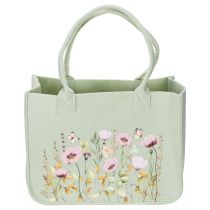 Product Felt bag with floral motif, ideal for decoration with artificial flowers and gift ideas, 38cm