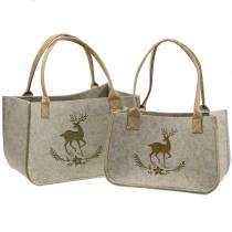 Felt bag nature with deer motif 2-set