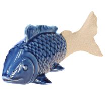 Product Ceramic Fish Decoration Maritime Blue Beige 20×8×8.5cm 2 pcs