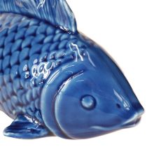 Product Ceramic Fish Decoration Maritime Blue Beige 20×8×8.5cm 2 pcs