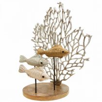 School of fish decoration, coral decoration, wooden fish decoration H48.5cm