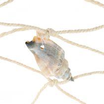 Maritime fishing net, deco net with shells 100×120cm