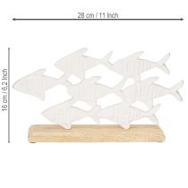 Product School of Fish Decoration Fish White Metal Wood Natural 28x16cm