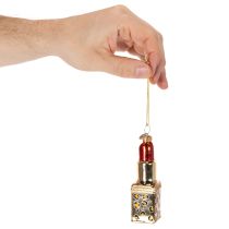 Product Christmas tree ornament: perfume bottle and lipstick with leopard print, 11cm, 2 pieces