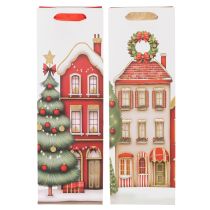 Product Gift bag bottle Christmas house and Christmas tree 36cm 2pcs