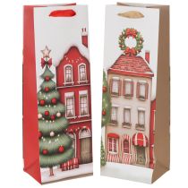 Product Gift bag bottle Christmas house and Christmas tree 36cm 2pcs