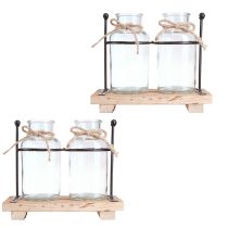 Product Bottle Vase Decoration Bottles Glass Wood 23x12x19.5cm 2pcs