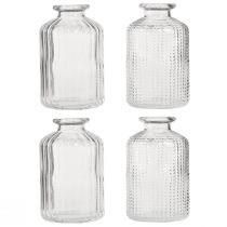 Product Bottle vase glass mini vases with retro decor H9cm 4pcs