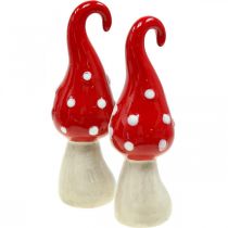 Toadstool ceramic decorative mushrooms red white Ø5cm H15.5cm 2pcs