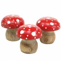 Decorative toadstools wood Ø4.6–5cm H4.6–4.9cm 6pcs