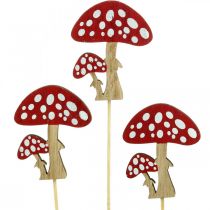 Toadstools made of wood, mushroom decoration, autumn, flower studs H7cm L34cm 18pcs