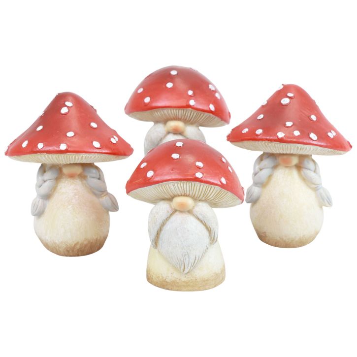 Product Fly agaric decorative mushrooms autumn decoration red white Ø6cm H7.5cm 4pcs