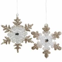 Product Christmas tree decoration snowflake glitter pearl 2pcs