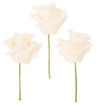 Product Artificial rose, cream-colored, 10 cm bloom on stem, 100 pieces